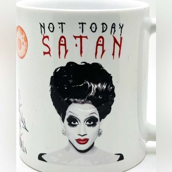 NOT TODAY SATAN Funny Halloween Spooky Coffee Cup/Mug 11oz White Multicolor NEW - Picture 4 of 10